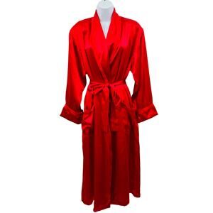 Victoria's Secret vintage gold label‎ red satin long robe